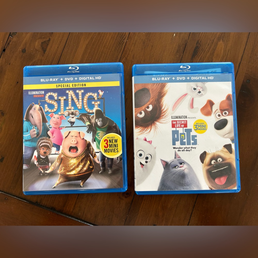 2 Family Movies (Blu-Rays & DVDs)-Sing and The Secret Life of Pets